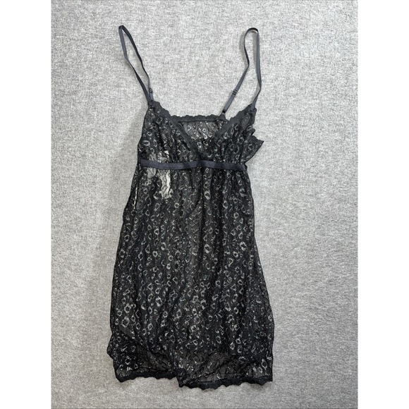 Hanky-panky women's Lurex Leopard baby doll and G string‎ size small black - Picture 1 of 7
